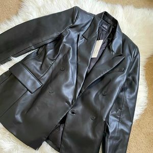 Zara Faux Leather Blazer